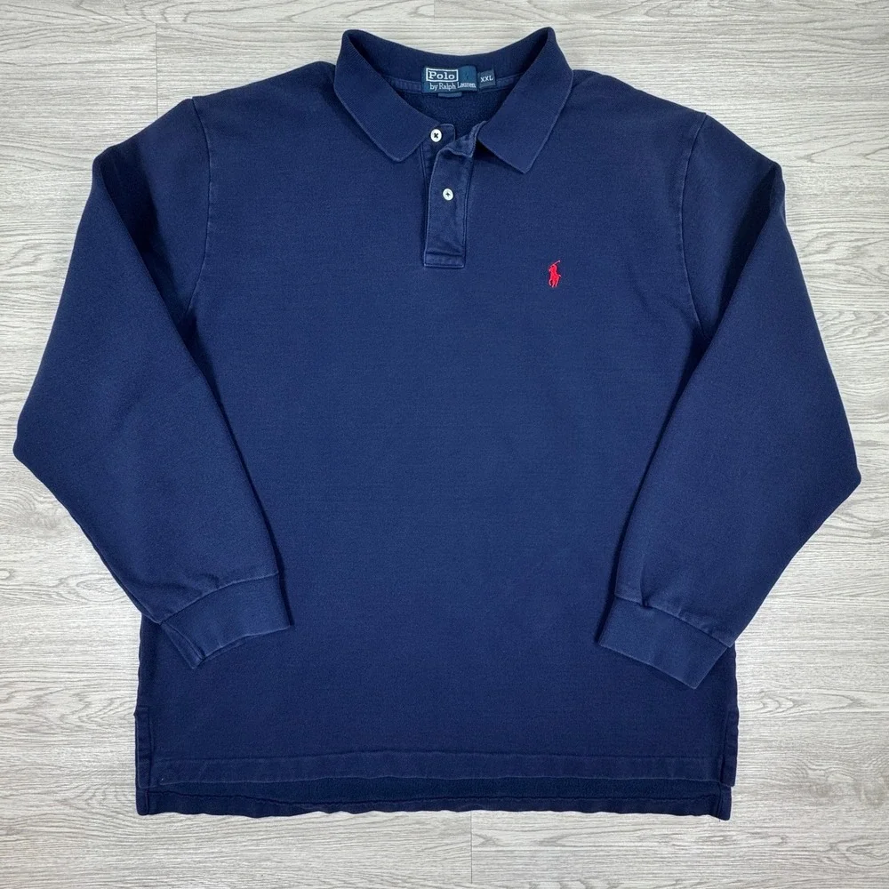 Polo Ralph Lauren Mens Sweatshirt Long Sleeve‎ Polo Navy Blue XXL Fleece Lined
